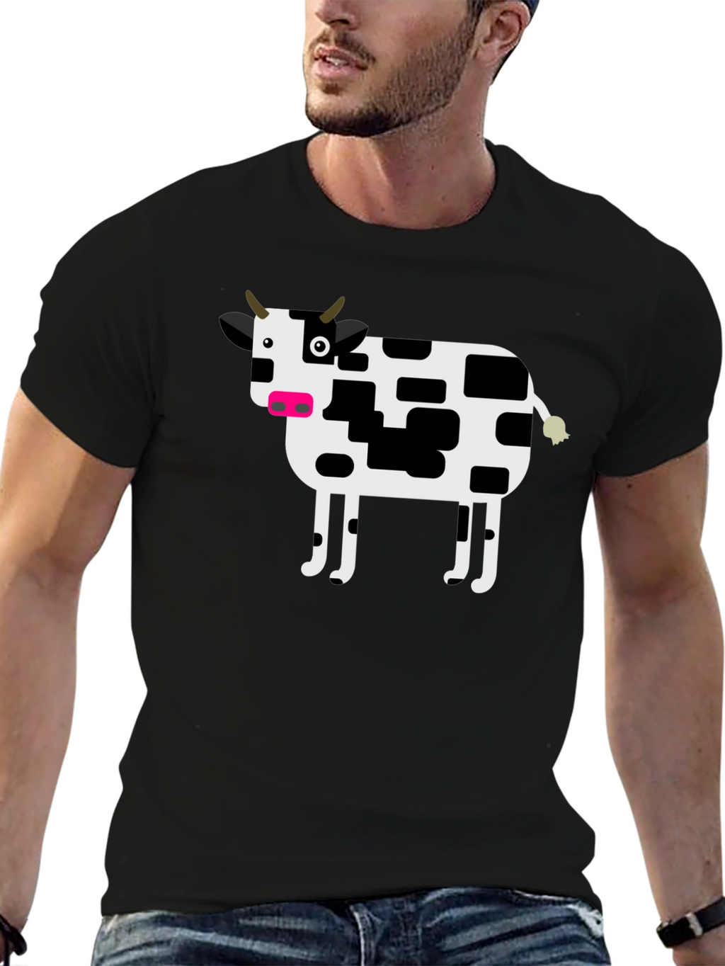 Cow Graphic T-Shirt - Black Cotton Tee