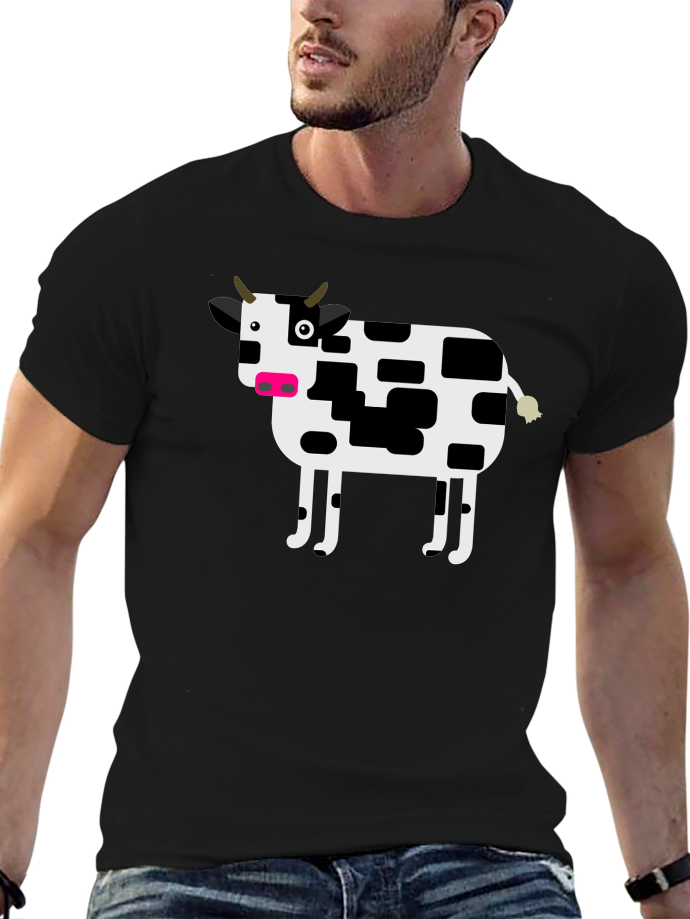 Cow Graphic T-Shirt - Black Cotton Tee