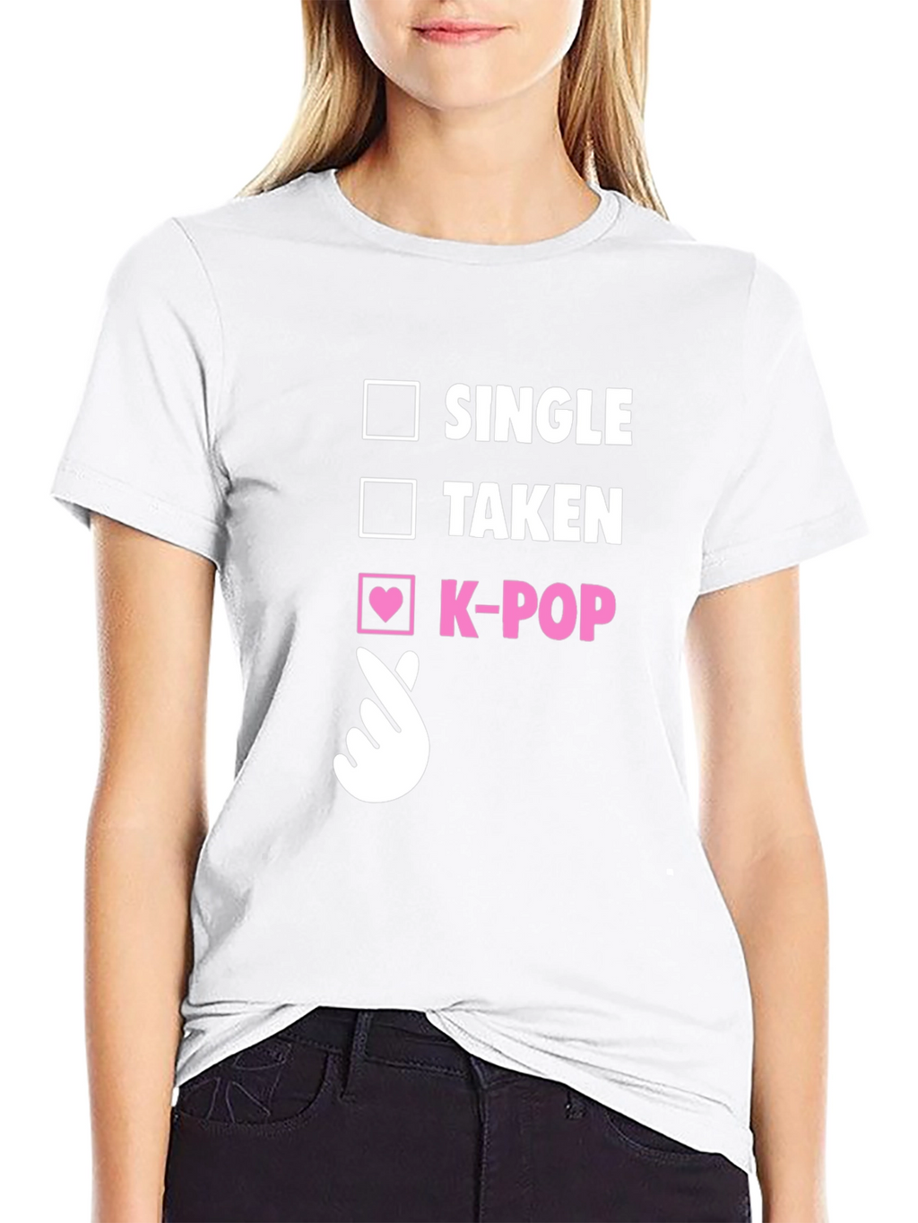 K-Pop Heart Checkmark T-Shirt - Single Taken K-Pop Tee