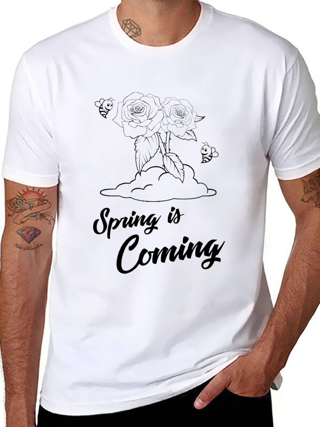 Spring is Coming Black Graphic Tee
