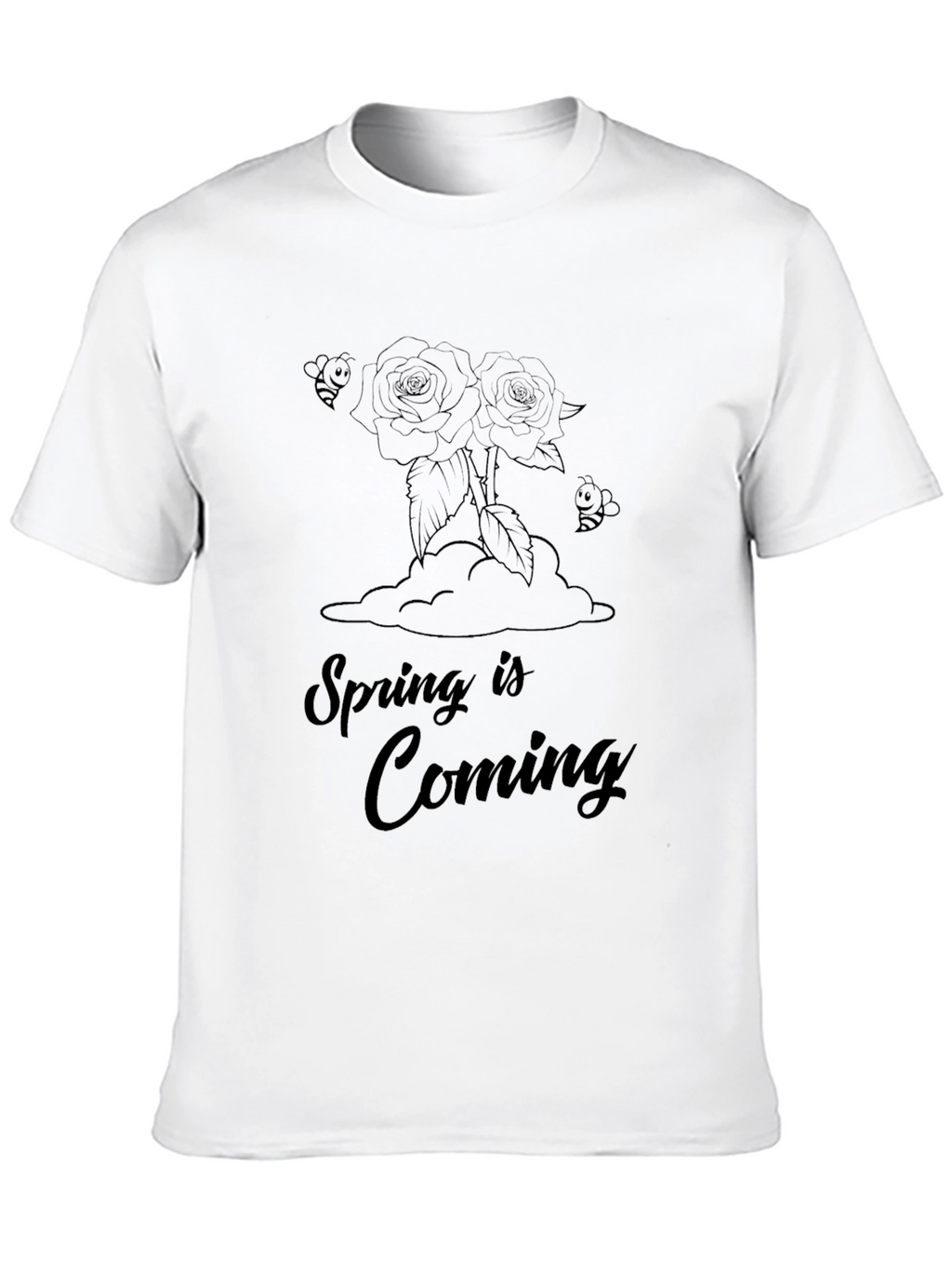 Spring is Coming Black Graphic Tee
