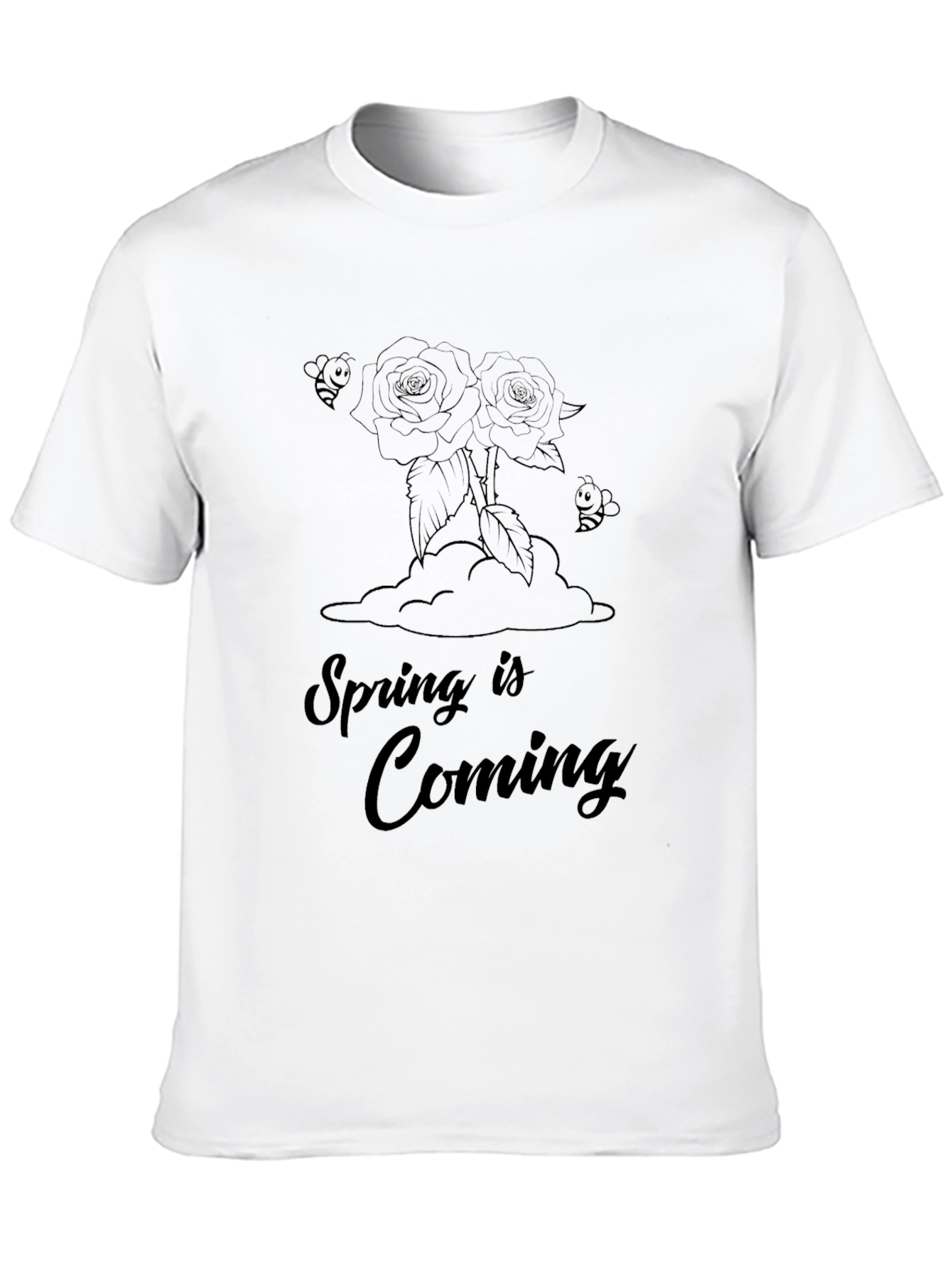 Spring is Coming Black Graphic Tee