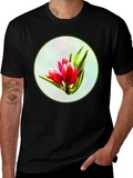 Tulip Print Black T-Shirt