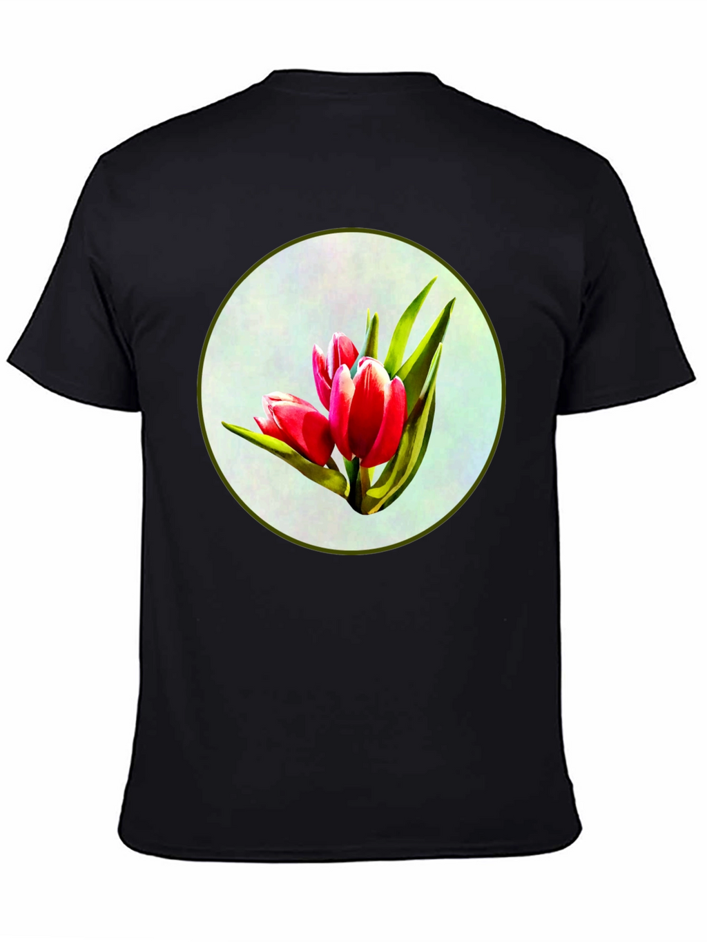 Tulip Print Black T-Shirt