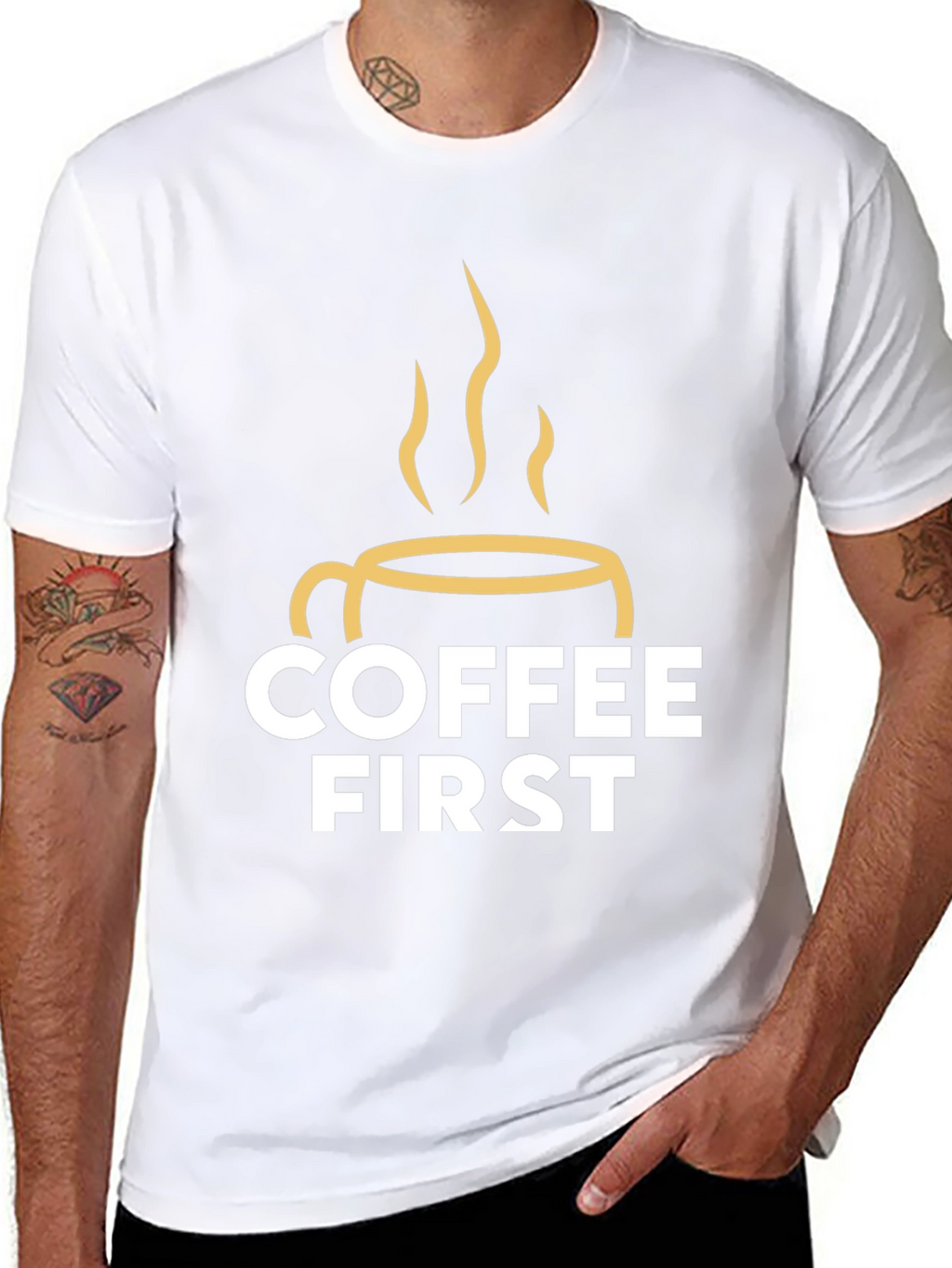 Coffee First Graphic Tee - Black Unisex T-Shirt