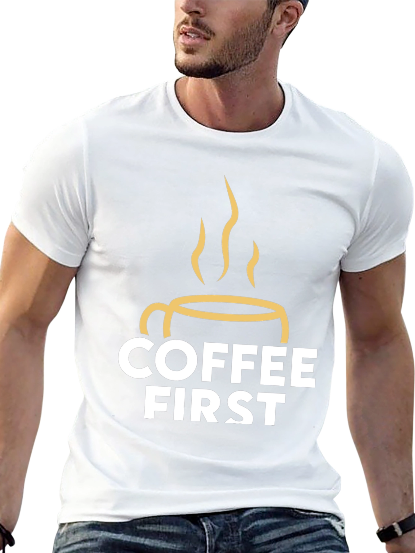 Coffee First Graphic Tee - Black Unisex T-Shirt
