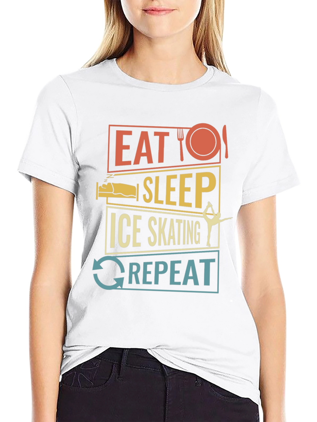 Eat Sleep Ice Skating Repeat Graphic T-Shirt