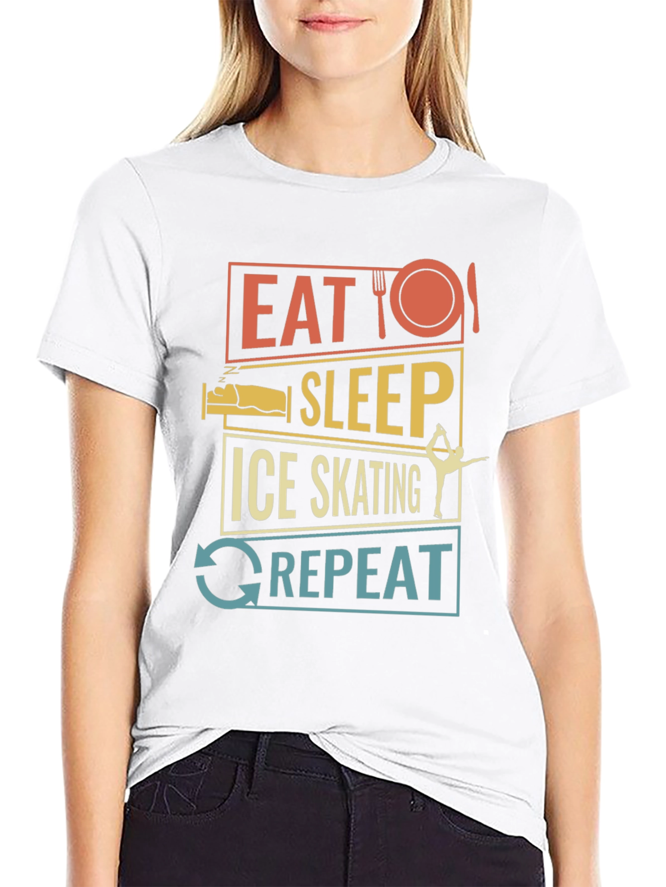Eat Sleep Ice Skating Repeat Graphic T-Shirt