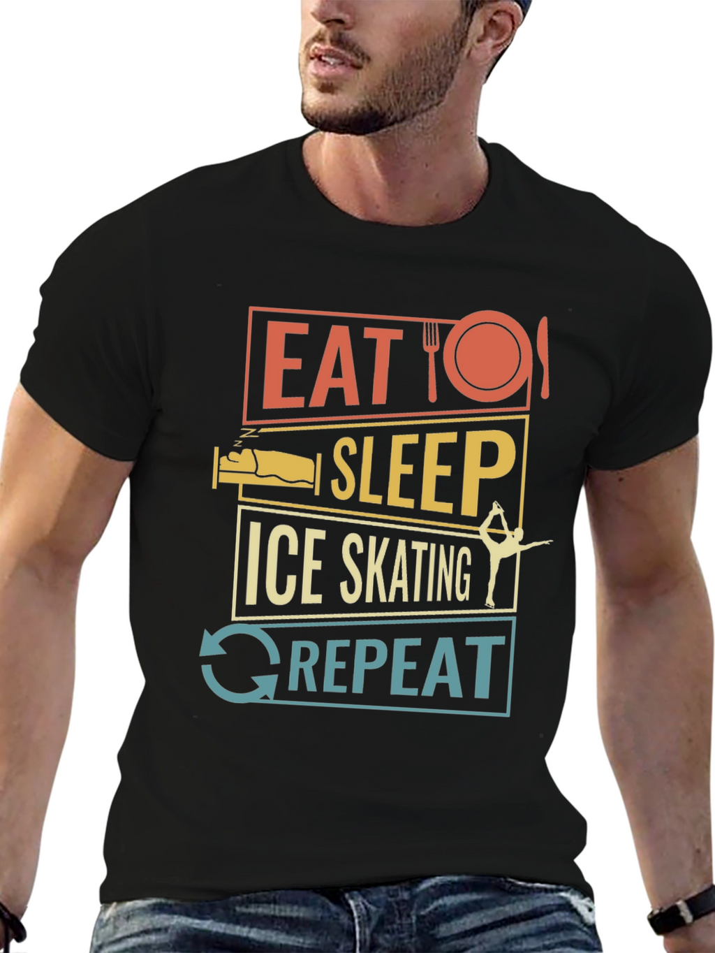 Eat Sleep Ice Skating Repeat Graphic T-Shirt
