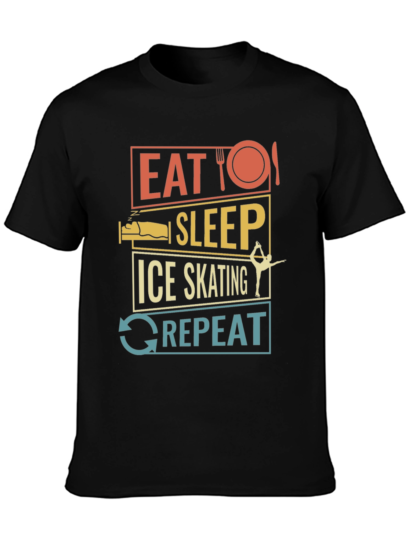 Eat Sleep Ice Skating Repeat Graphic T-Shirt