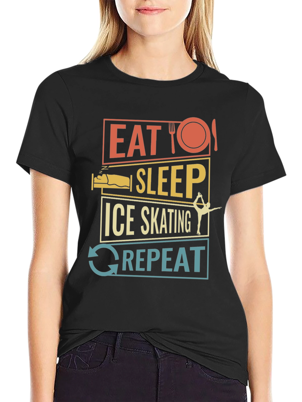 Eat Sleep Ice Skating Repeat Graphic T-Shirt