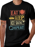Eat Sleep Ice Skating Repeat Graphic T-Shirt