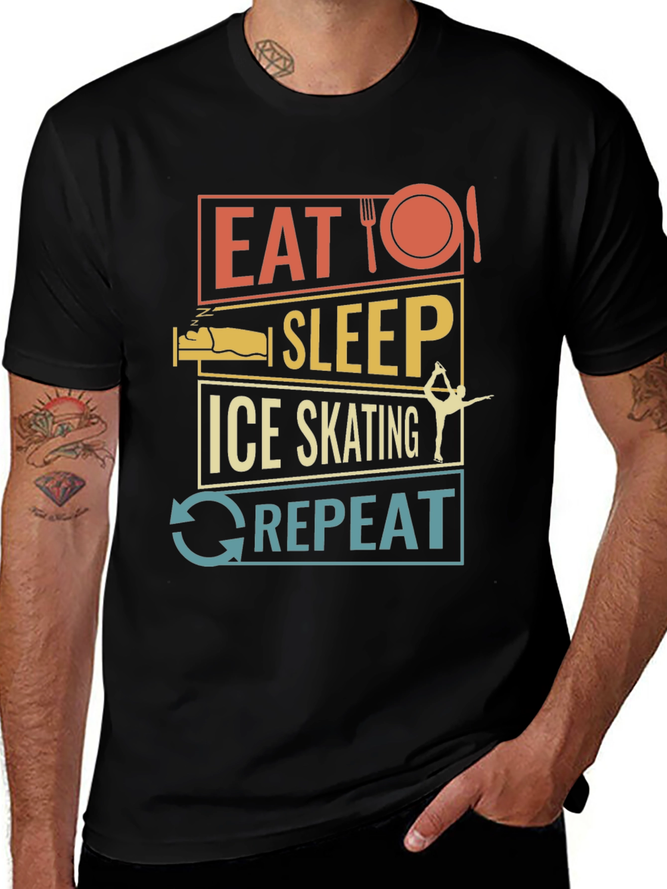Eat Sleep Ice Skating Repeat Graphic T-Shirt