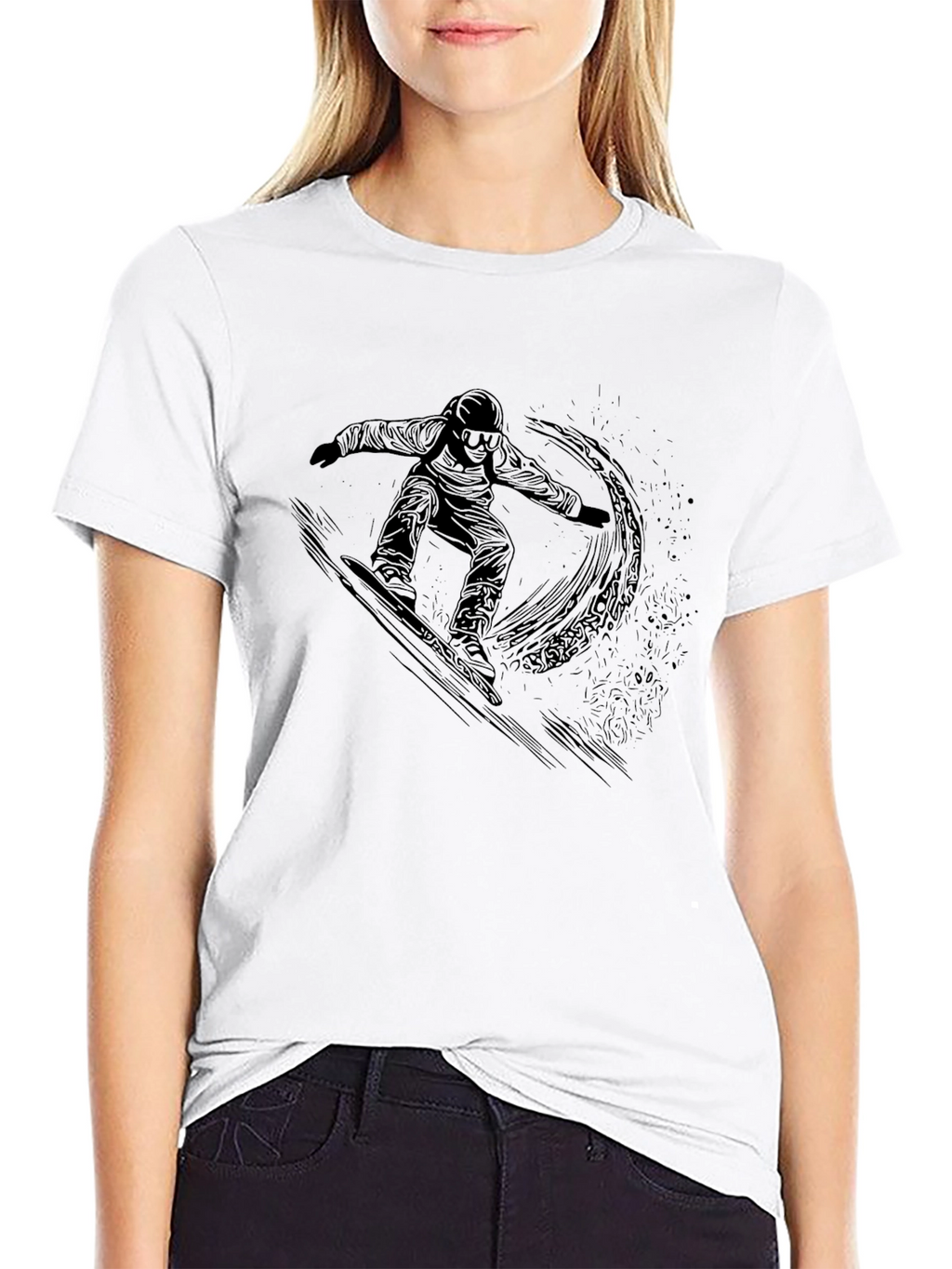 Snowboarder Graphic Tee - Stylish Black T-Shirt