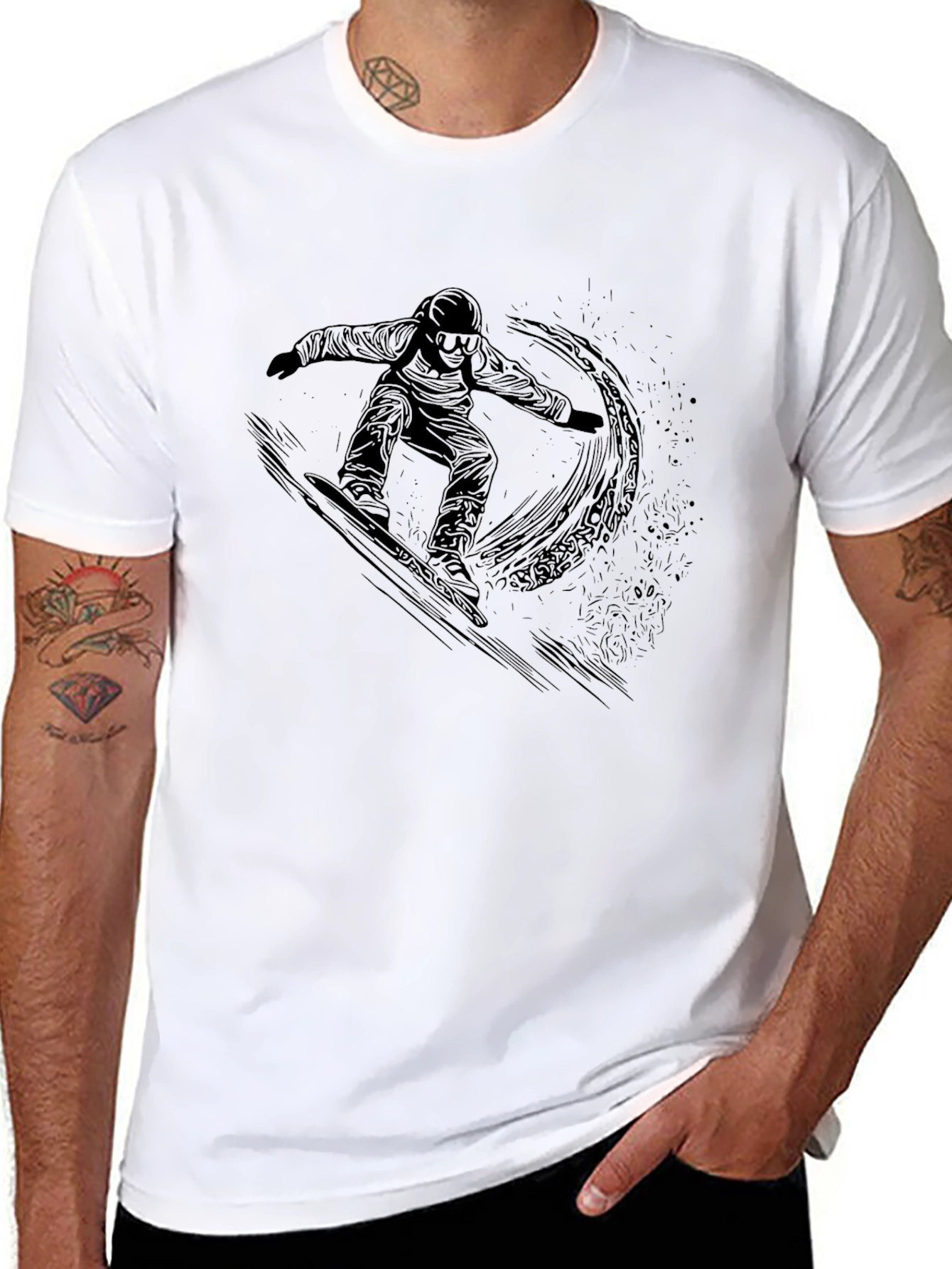 Snowboarder Graphic Tee - Stylish Black T-Shirt
