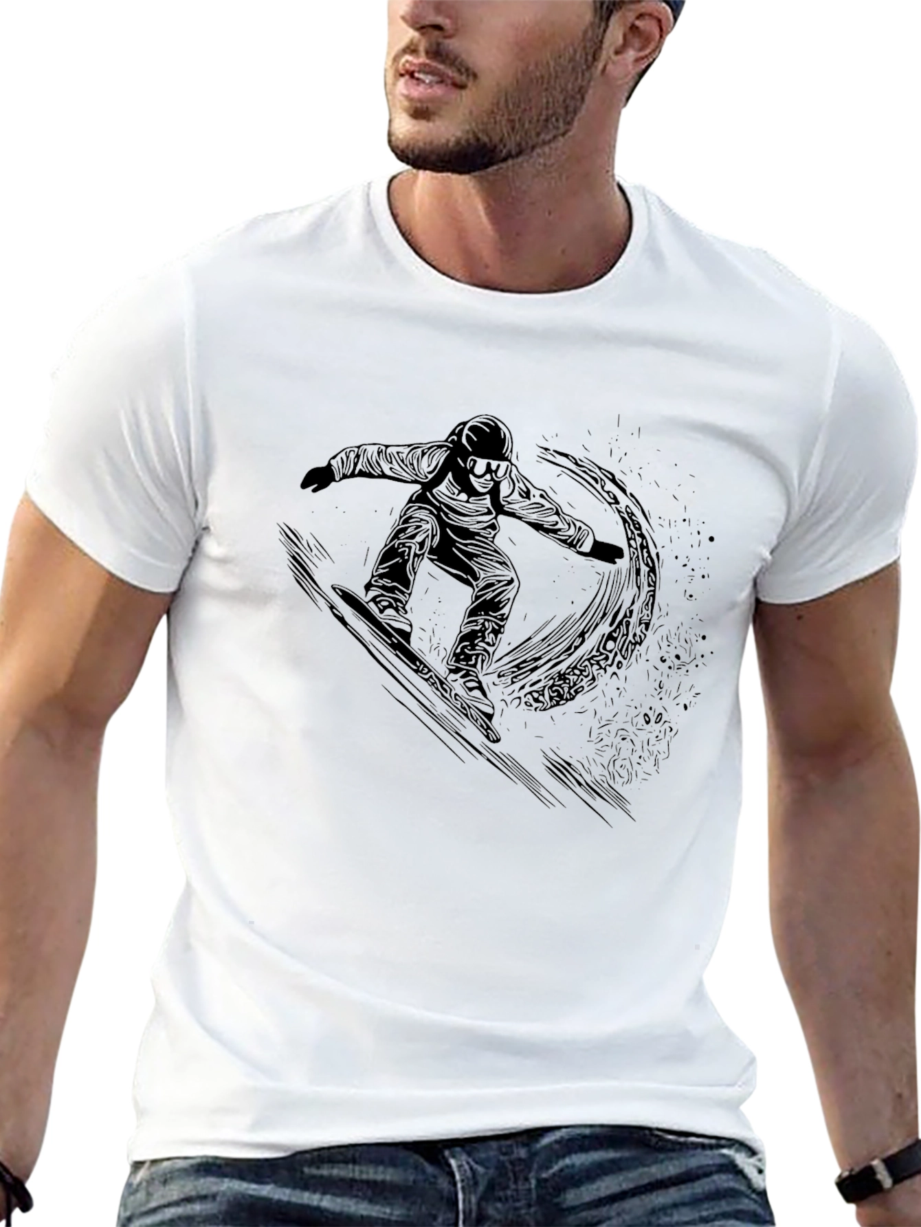 Snowboarder Graphic Tee - Stylish Black T-Shirt