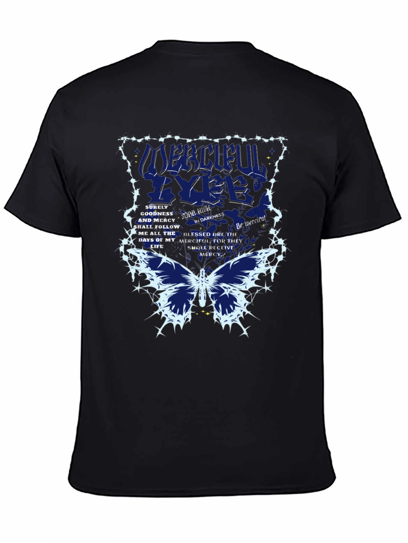Merciful Eyes Graphic Tee - Black Cotton Blend T-Shirt