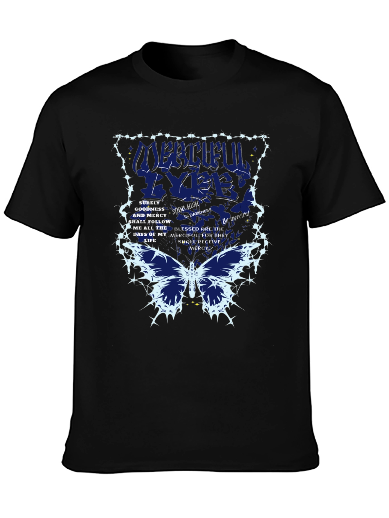 Merciful Eyes Graphic Tee - Black Cotton Blend T-Shirt