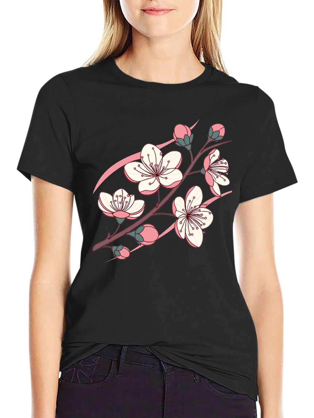 Blossom Graphic Black T-Shirt