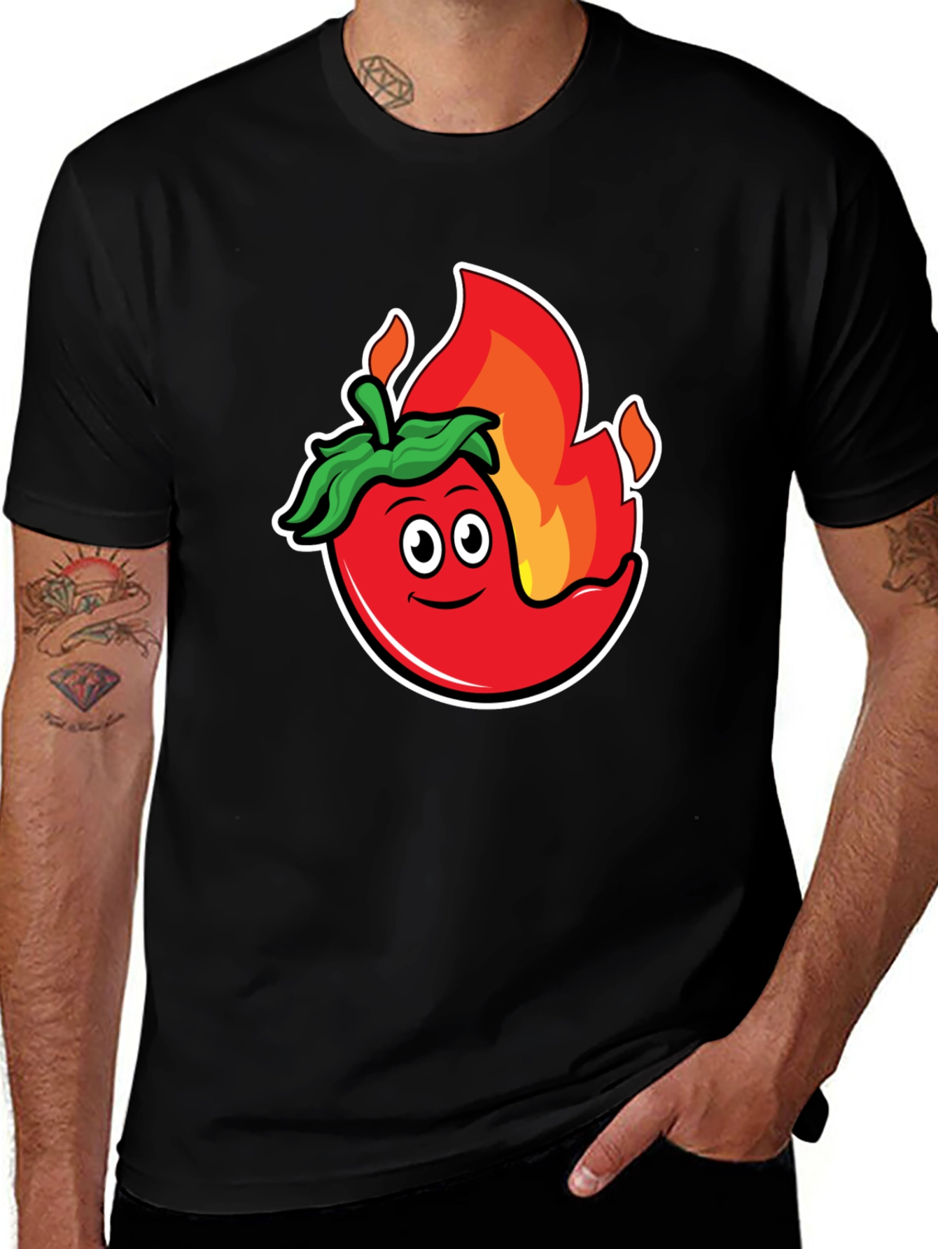 Spicy Chili Pepper Graphic Tee - Black