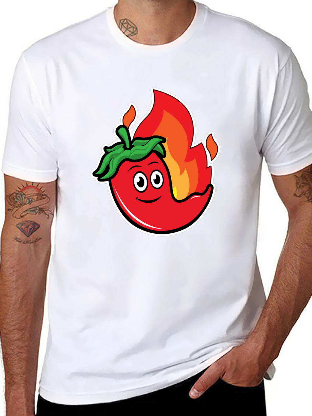 Spicy Chili Pepper Graphic Tee - Black