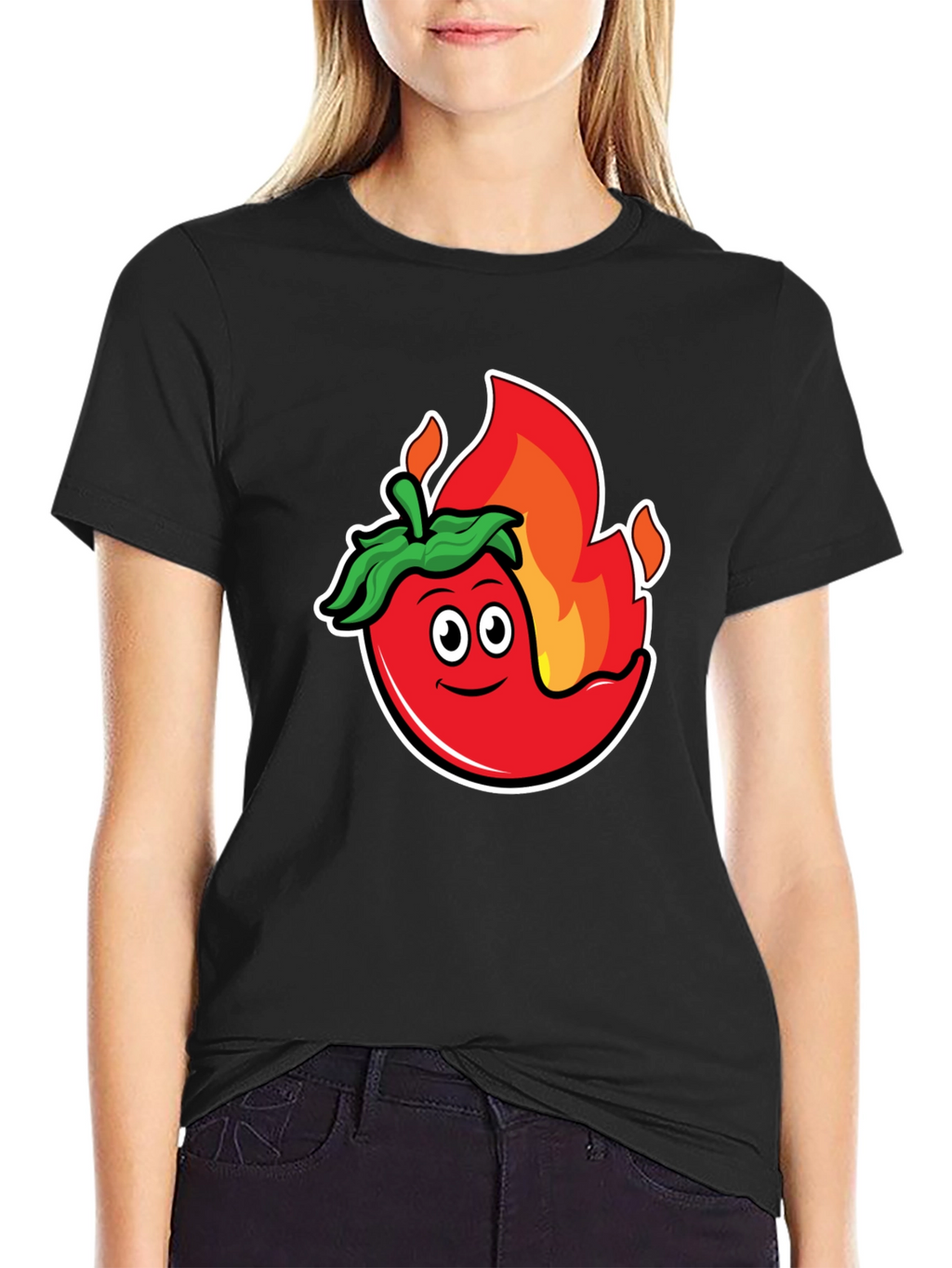 Spicy Chili Pepper Graphic Tee - Black
