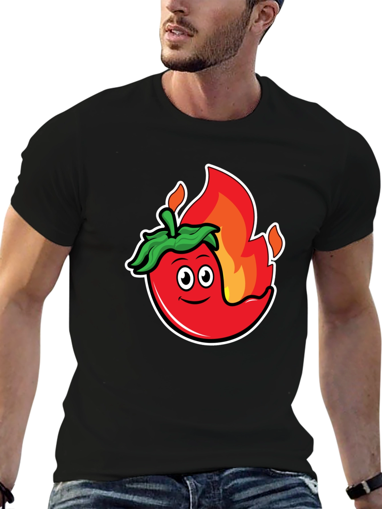 Spicy Chili Pepper Graphic Tee - Black