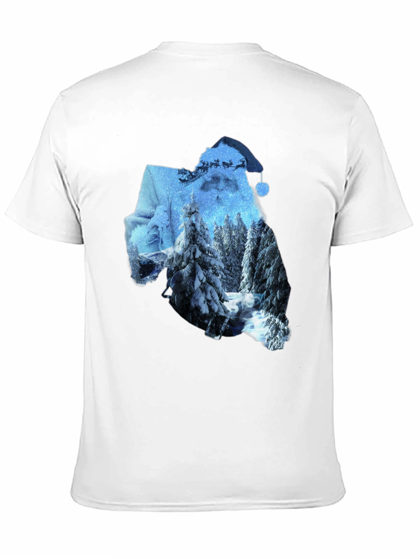 Santa Winter Scene Graphic Tee - Black