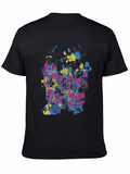 Skull Graphic Print Black Crew Neck Tee