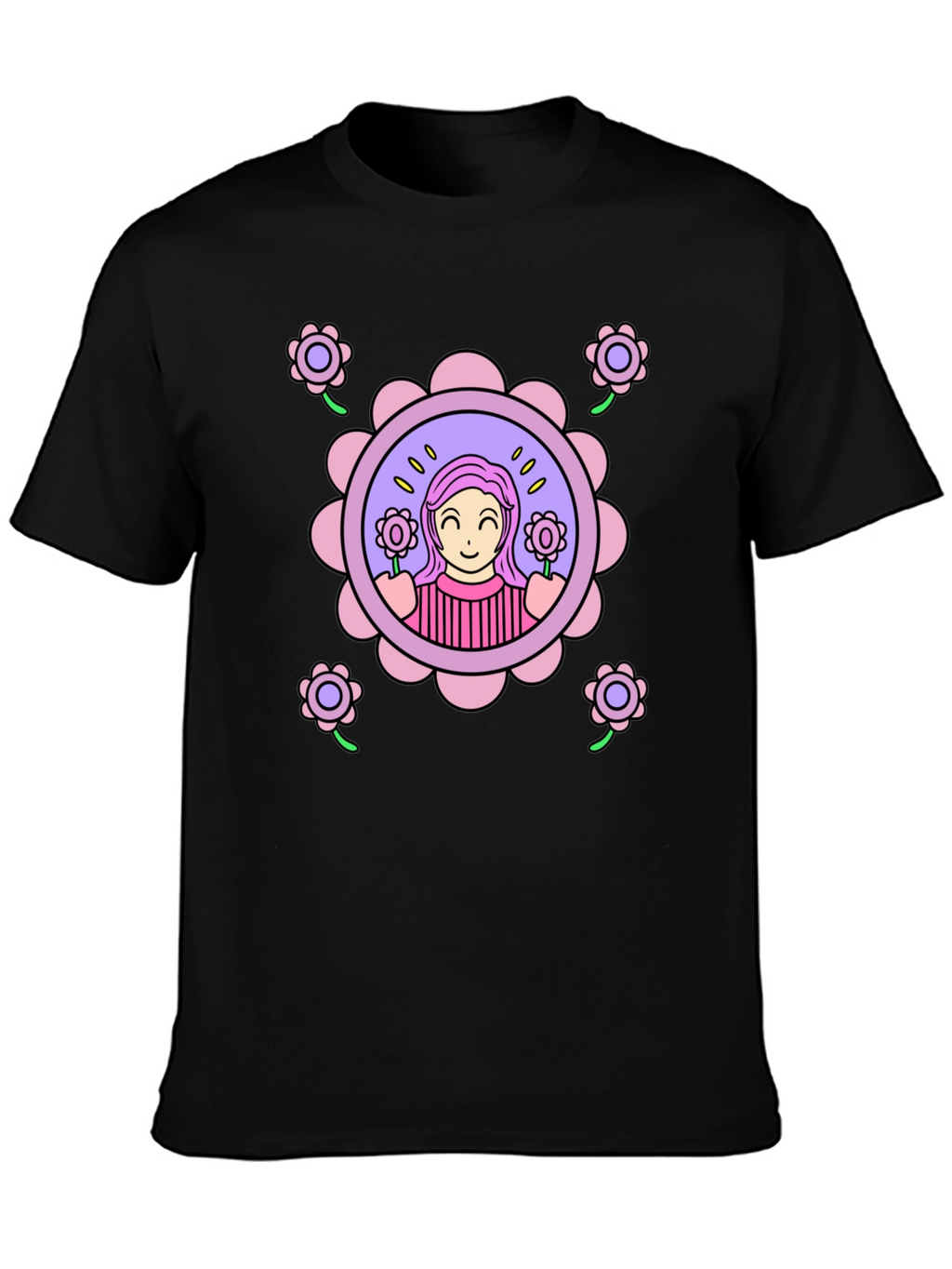 Floral Girl Graphic T-Shirt - Fun & Stylish