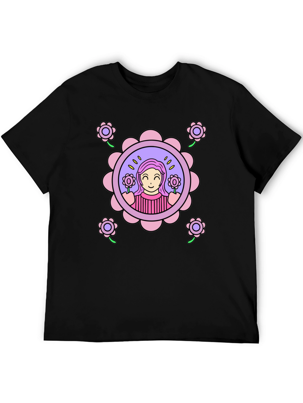 Floral Girl Graphic T-Shirt - Fun & Stylish