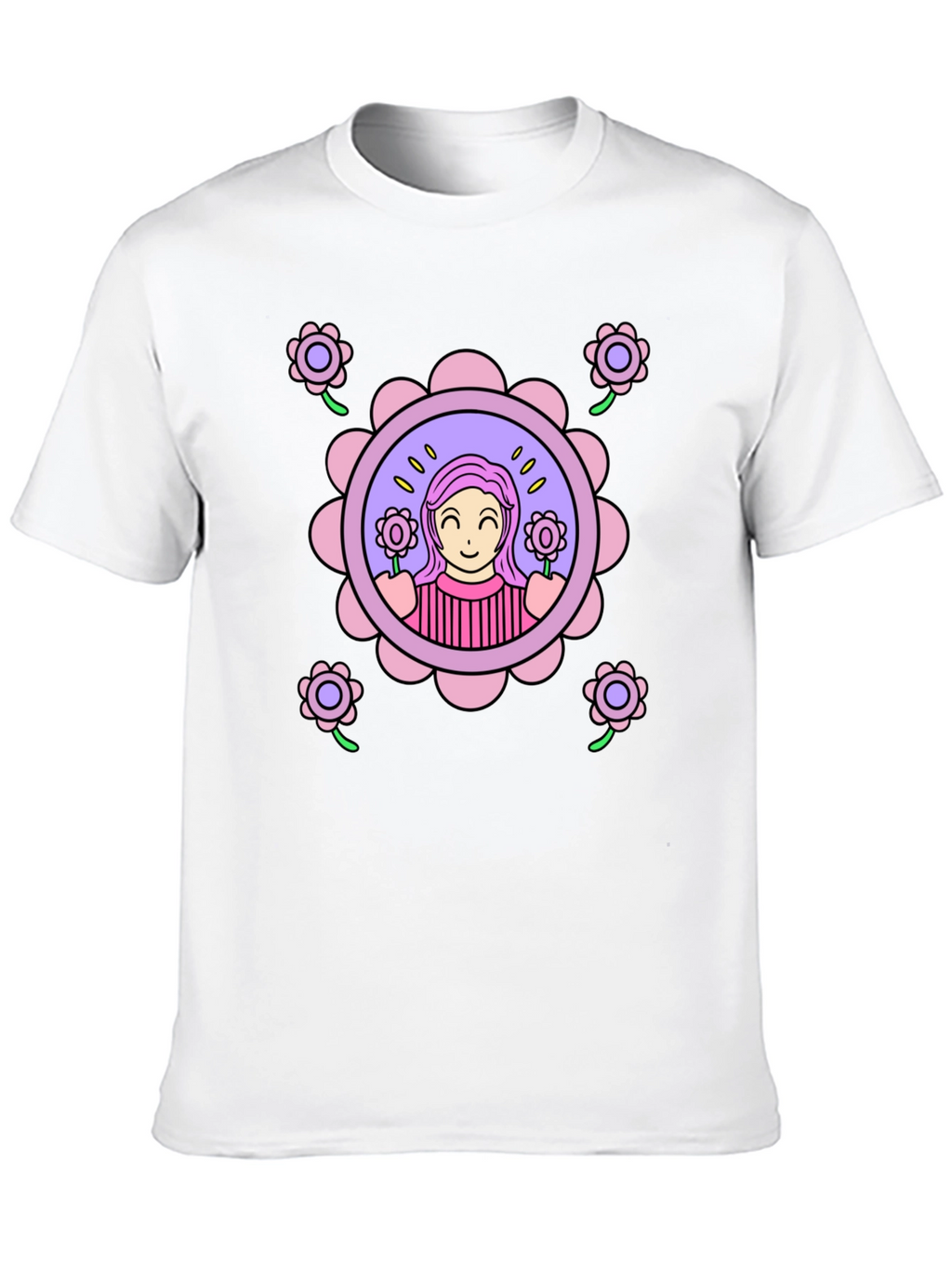 Floral Girl Graphic T-Shirt - Fun & Stylish