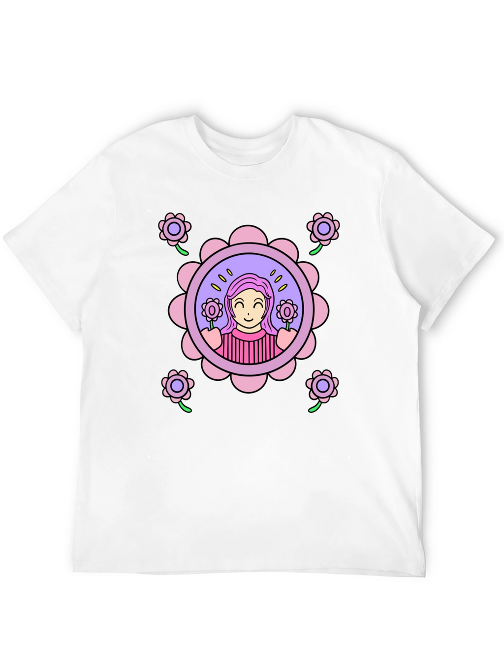 Floral Girl Graphic T-Shirt - Fun & Stylish