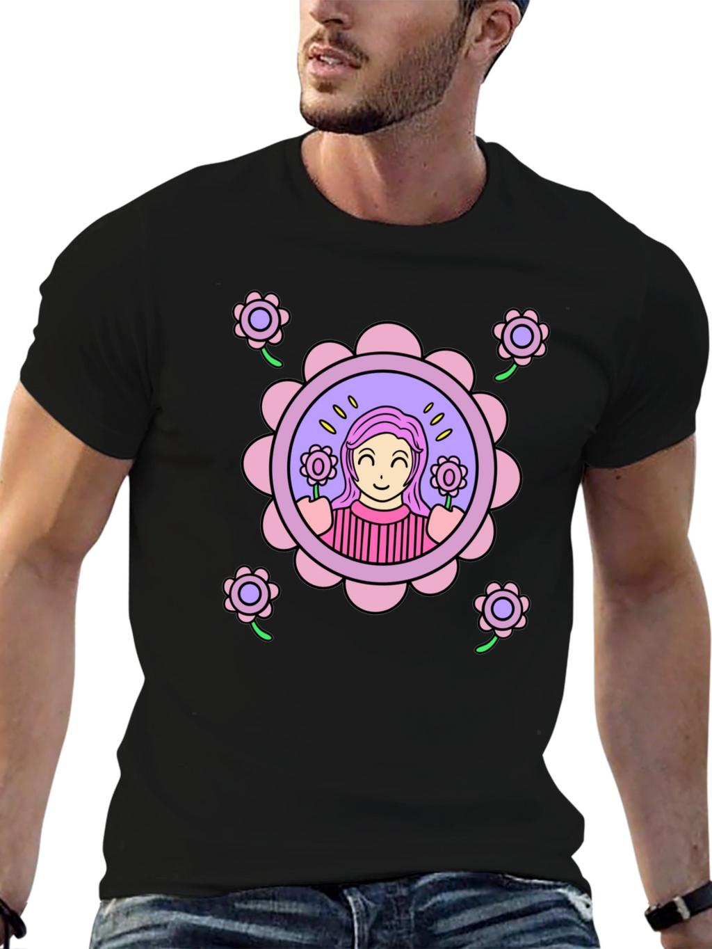 Floral Girl Graphic T-Shirt - Fun & Stylish