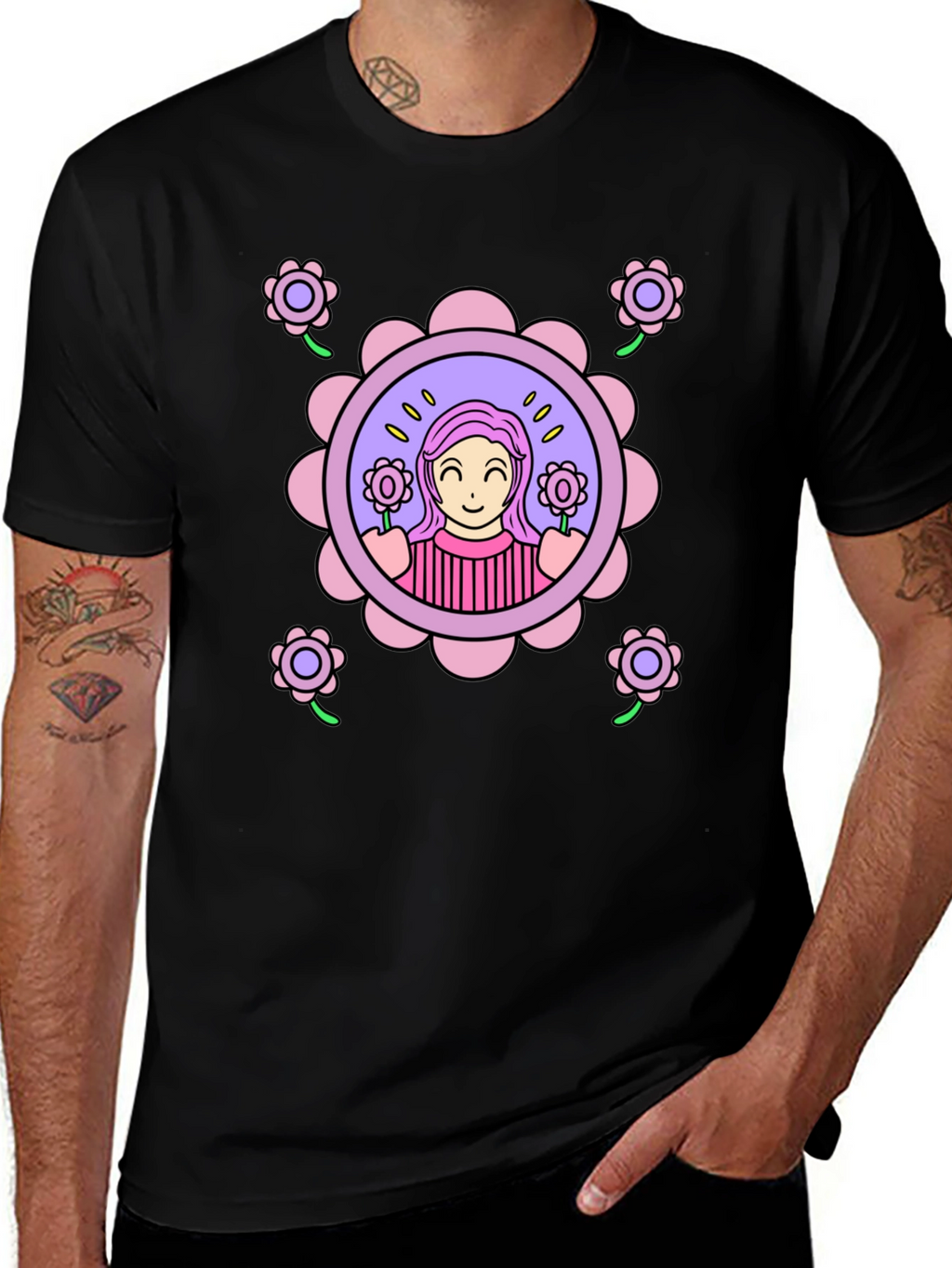Floral Girl Graphic T-Shirt - Fun & Stylish
