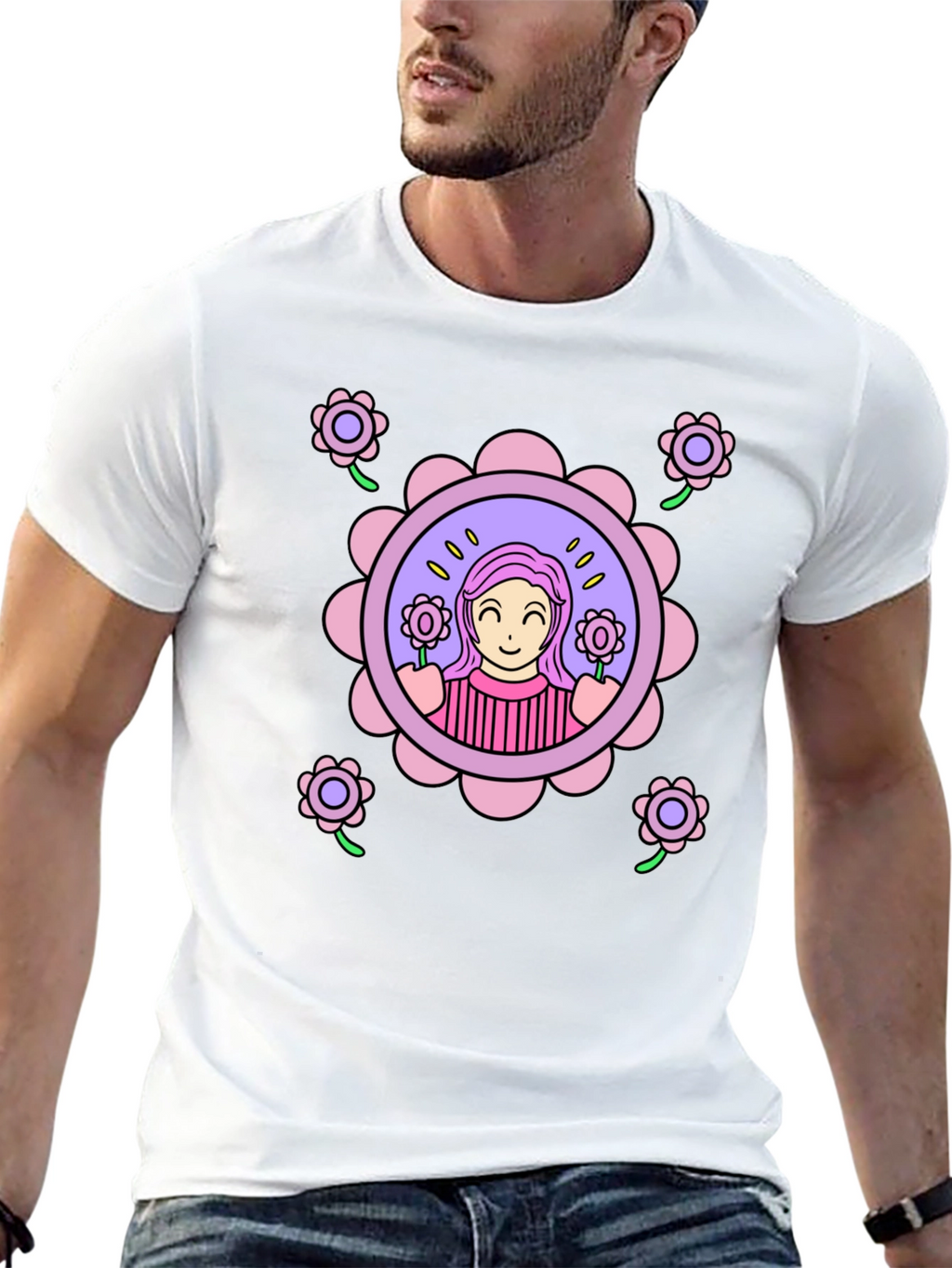 Floral Girl Graphic T-Shirt - Fun & Stylish
