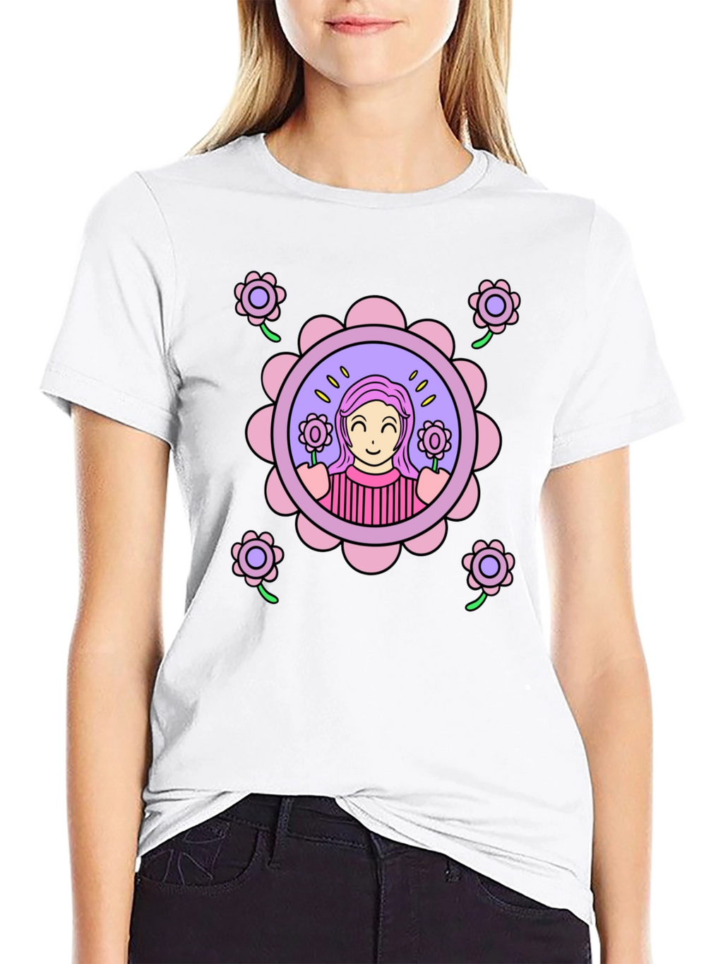 Floral Girl Graphic T-Shirt - Fun & Stylish