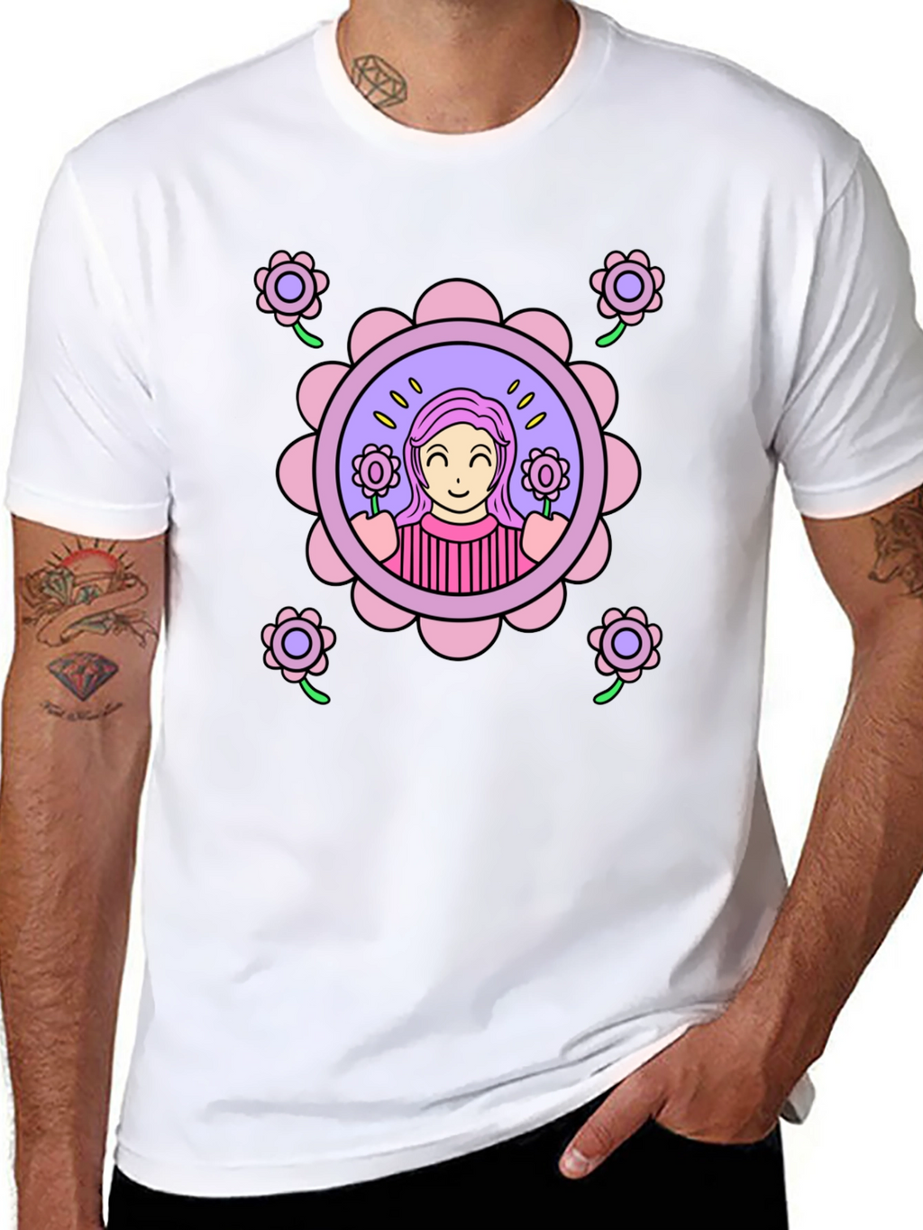 Floral Girl Graphic T-Shirt - Fun & Stylish