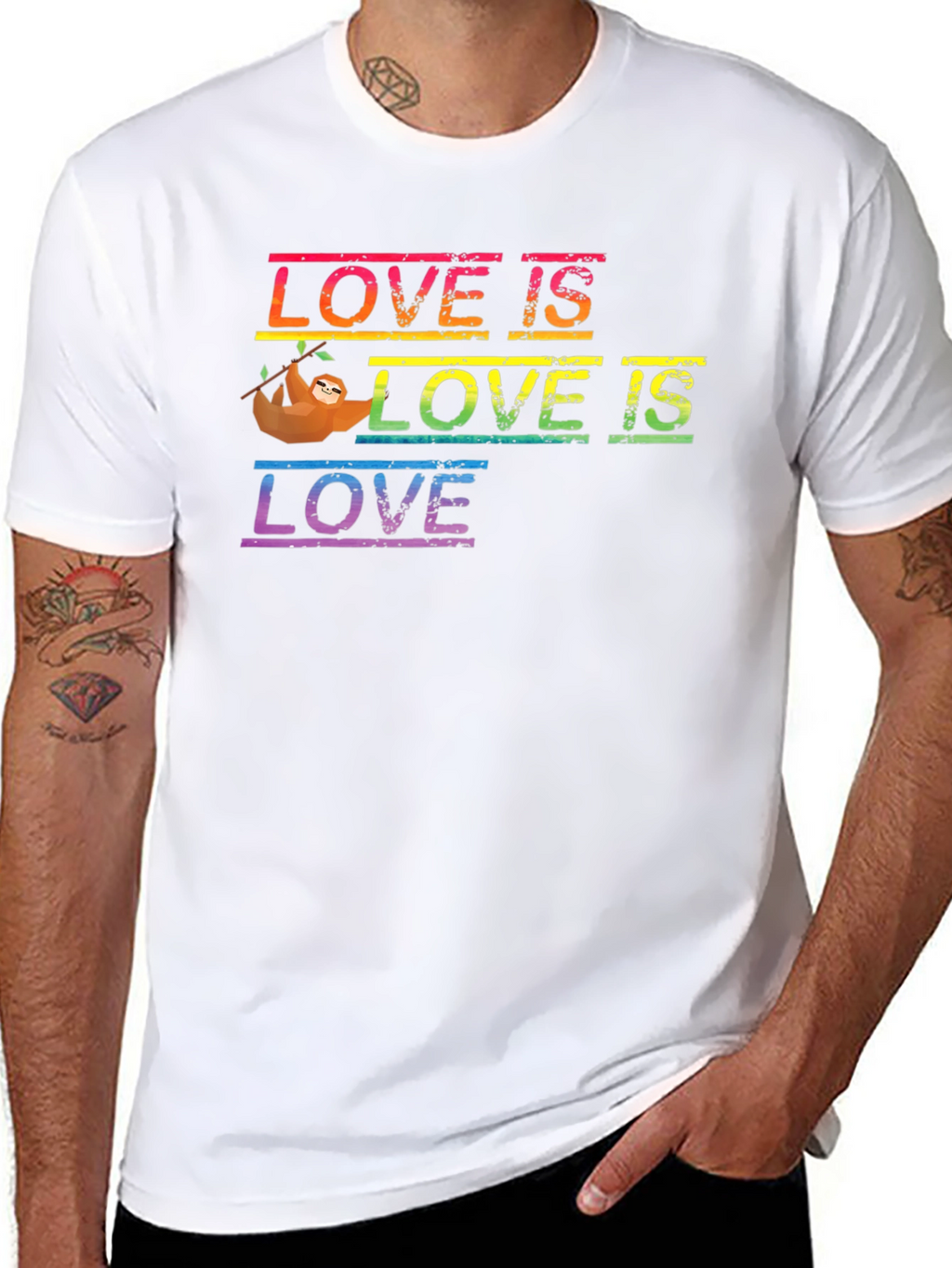 Love is Love LGBTQ+ Sloth Graphic T-Shirt