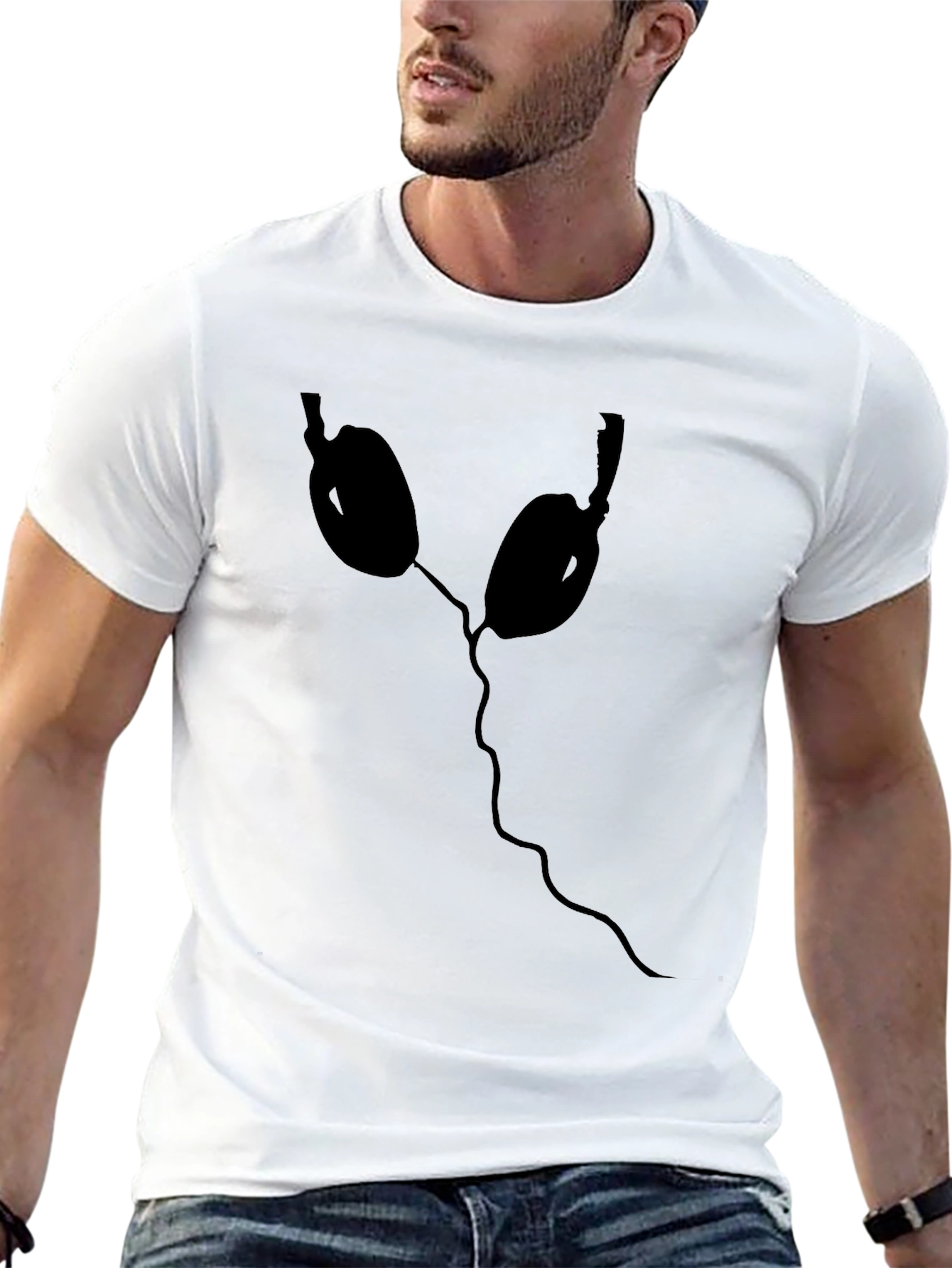 Headphones Graphic Tee - Black Casual T-Shirt