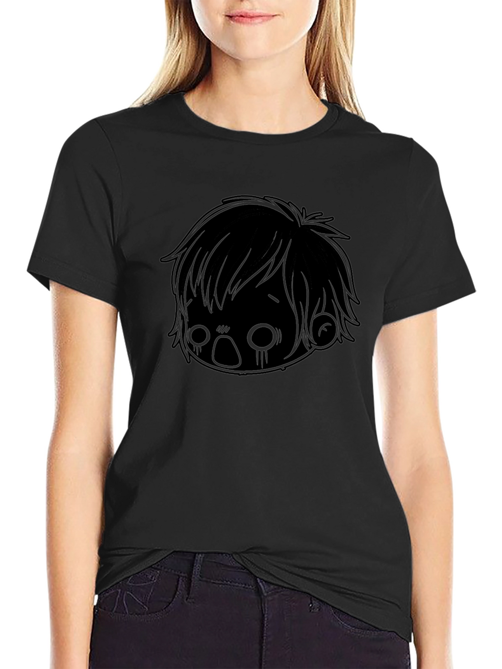 Emo Anime Graphic Black T-Shirt