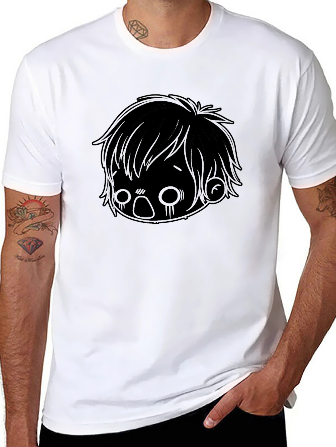 Emo Anime Graphic Black T-Shirt
