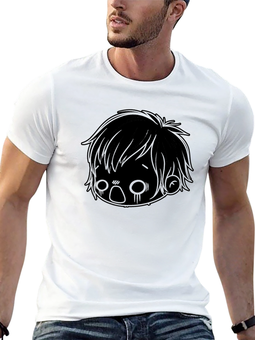Emo Anime Graphic Black T-Shirt
