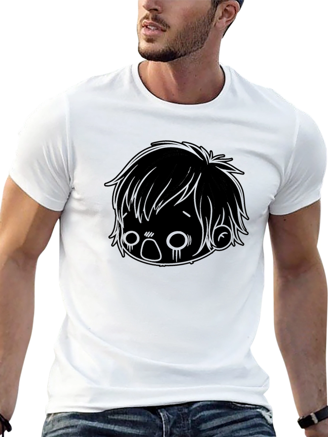 Emo Anime Graphic Black T-Shirt