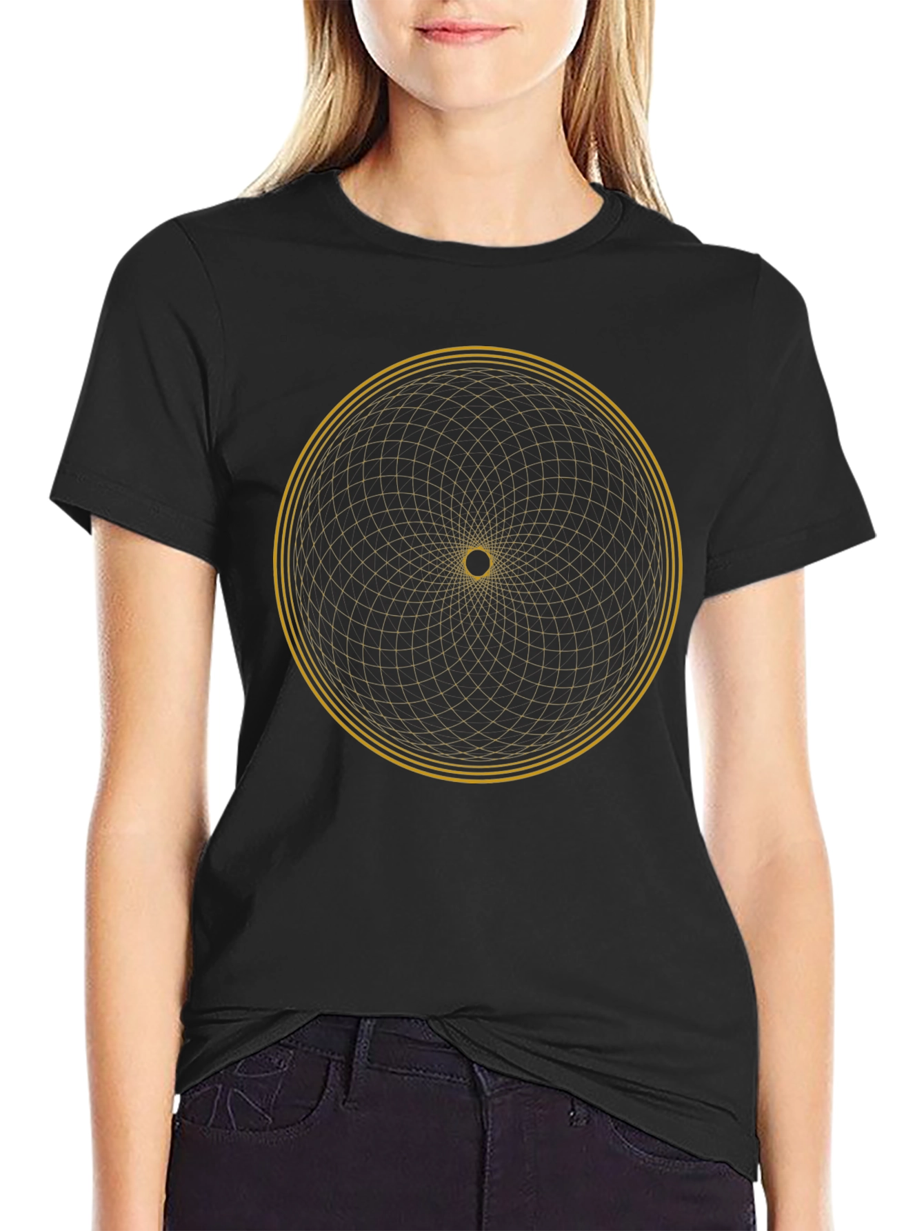 Geometric Circle Graphic Tee - Modern Black T-Shirt