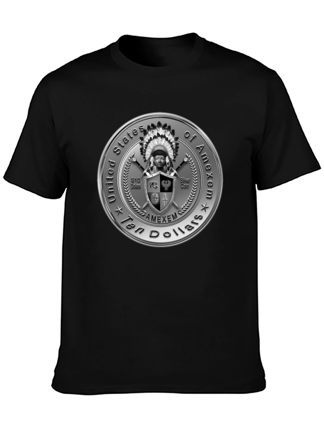 Amexem Coin Black T-Shirt - Ten Dollars