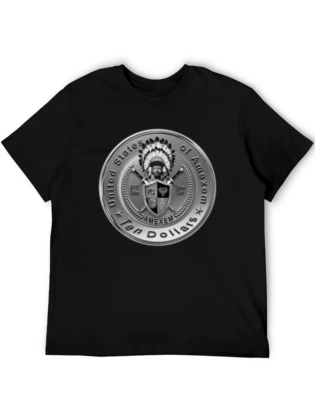 Amexem Coin Black T-Shirt - Ten Dollars
