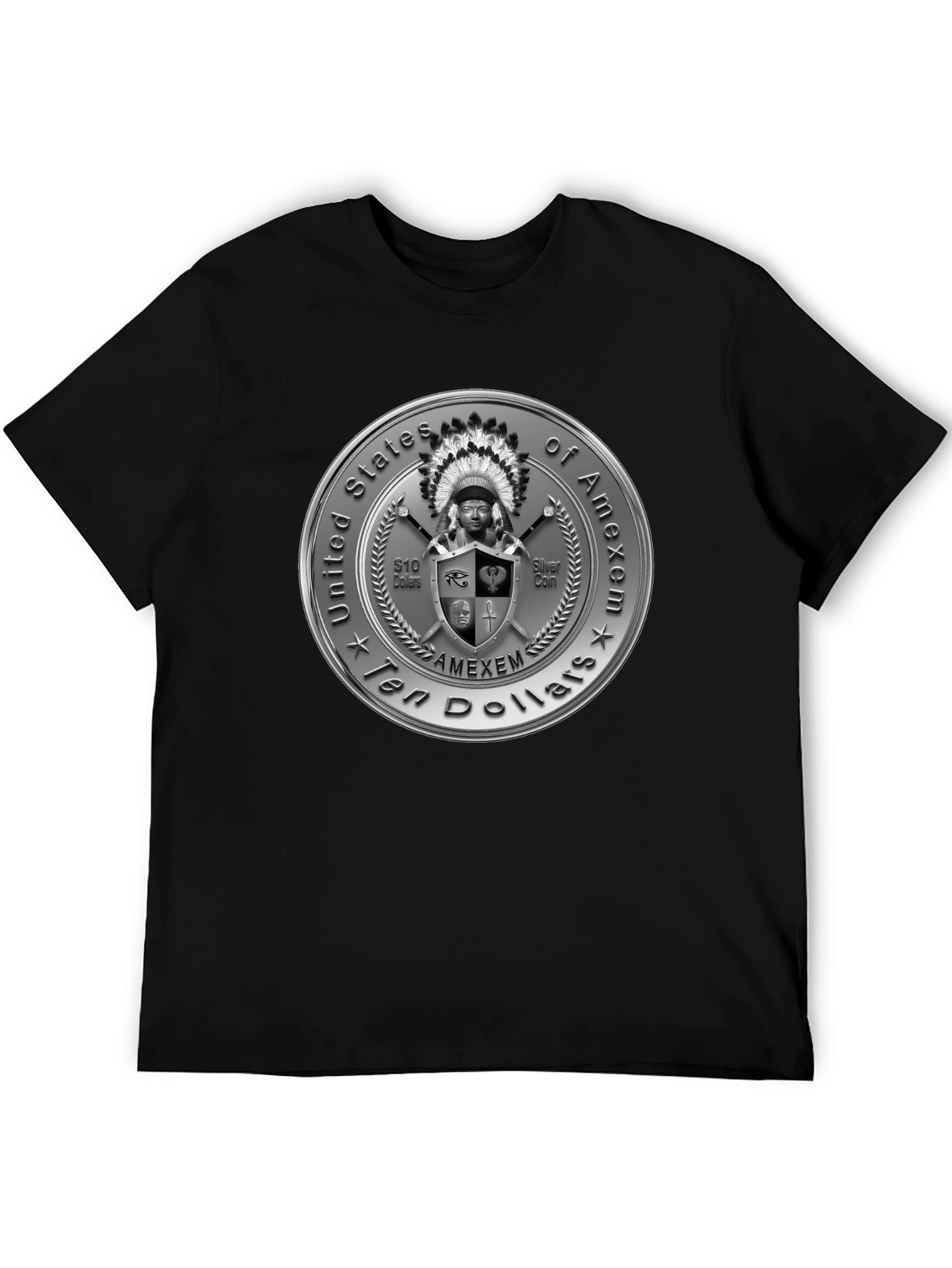 Amexem Coin Black T-Shirt - Ten Dollars