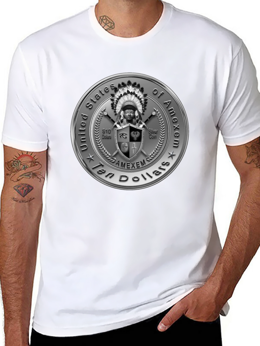 Amexem Coin Black T-Shirt - Ten Dollars