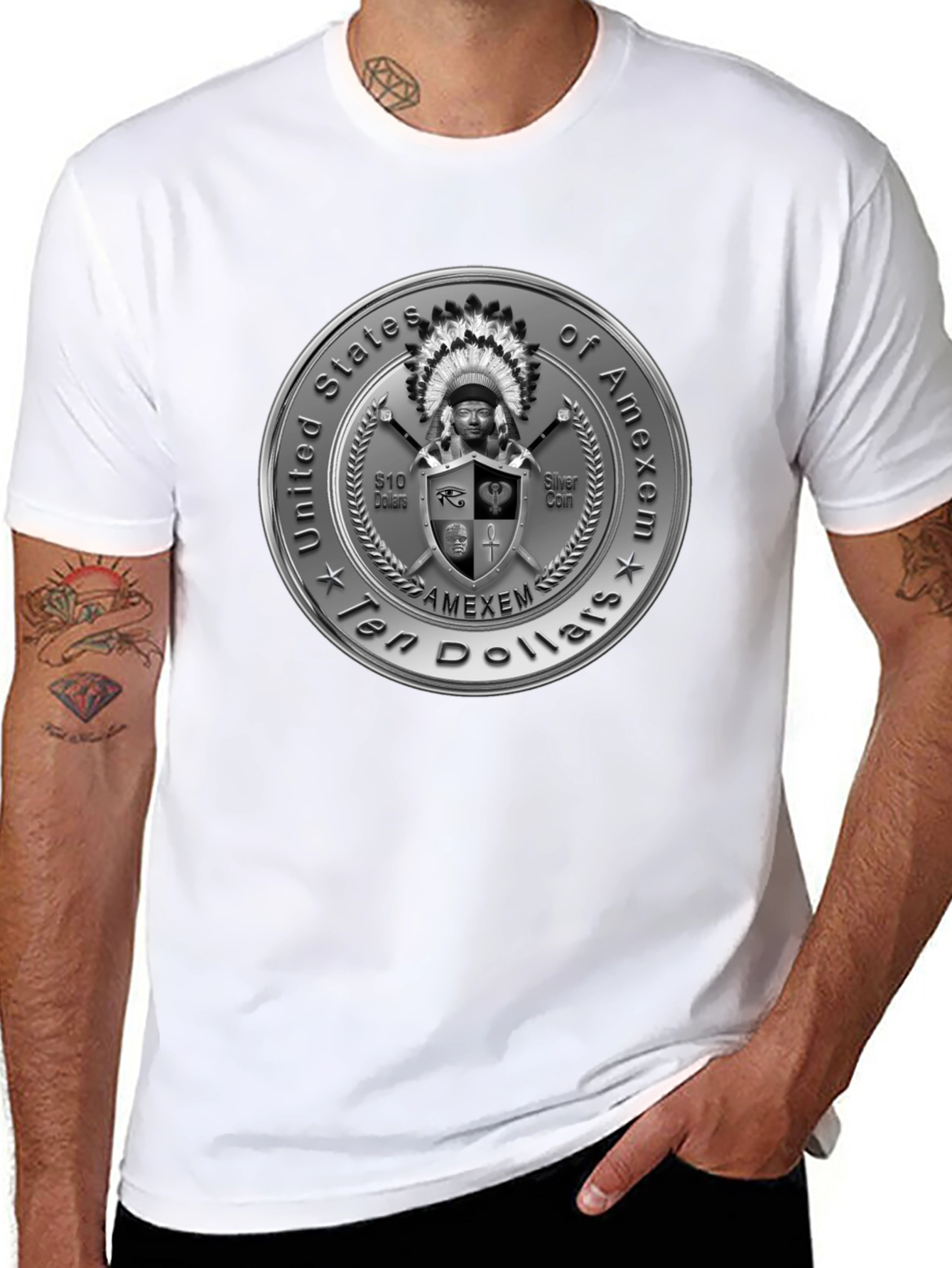 Amexem Coin Black T-Shirt - Ten Dollars